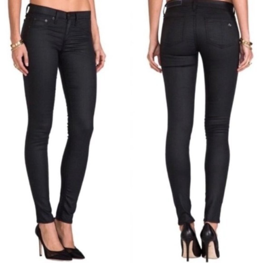 Rag & Bone the Legging in Shore Ditch Wax Coated Black‎